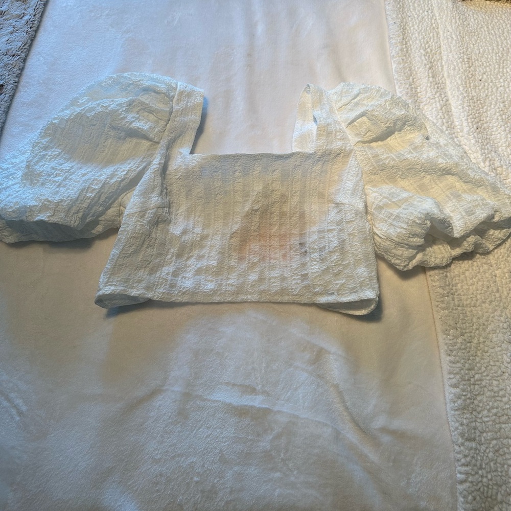 Missguided White Textured Puff Sleeve Blouse